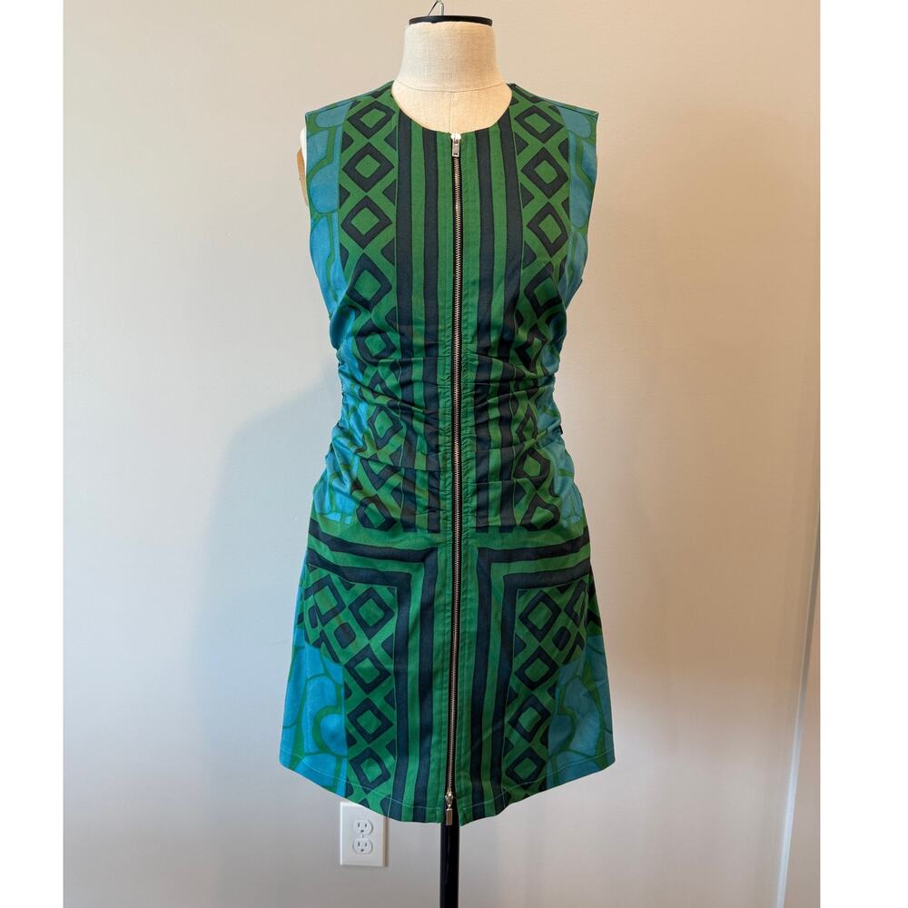 NWT MNG Dress (Mango) Size 6 Front Zipper Printed Sleeveless Dress